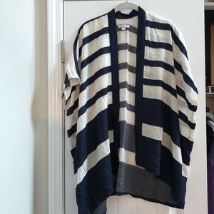 Loft Navy/Cream Striped Kimono - Size XS/S - NWOT
